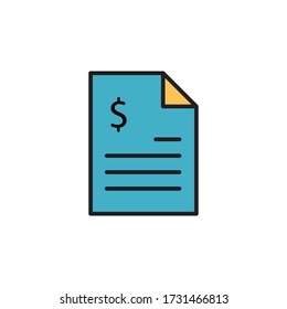 vector de esquema rellenado con icono de factura. aislado en fondo blanco