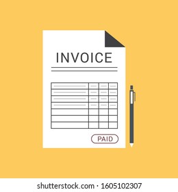 Invoice icon in flat line style. Payment and billing invoices, business or financial operations sign. Vector icon invoice