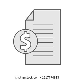 Icono de factura en línea plana. Factura de pago y facturación, firma de operaciones comerciales o financieras. Factura de icono del vector