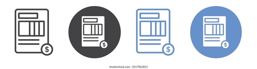 invoice icon flat line symbol set.