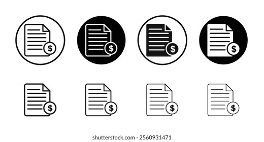 Invoice icon Flat outline fill set collection