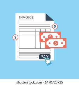Invoice icon in the flat style, isolated from the background. Payment and billing invoices, business or financial operations sign