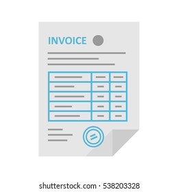 Invoice icon in the flat style, isolated from the background. Payment and billing invoices, business or financial operations sign. 