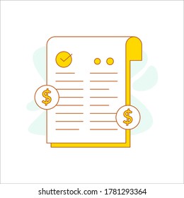 Icono de factura con contorno de luz. Tema amarillo del icono plano de Office. Listo para usar en sitios web, aplicaciones móviles, presentación y cualquier otro proyecto.