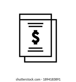 vector de estilo de línea de icono de factura para su diseño