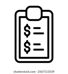 Invoice Icon Lineal Style Vector Illustration