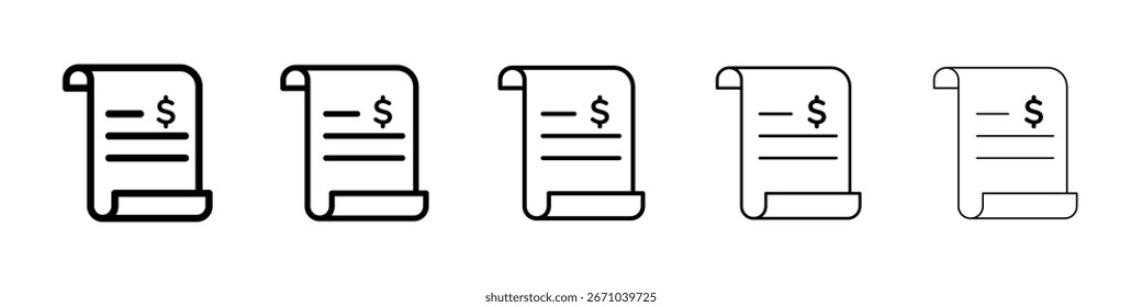 Invoice icon logo in stroke lines collection