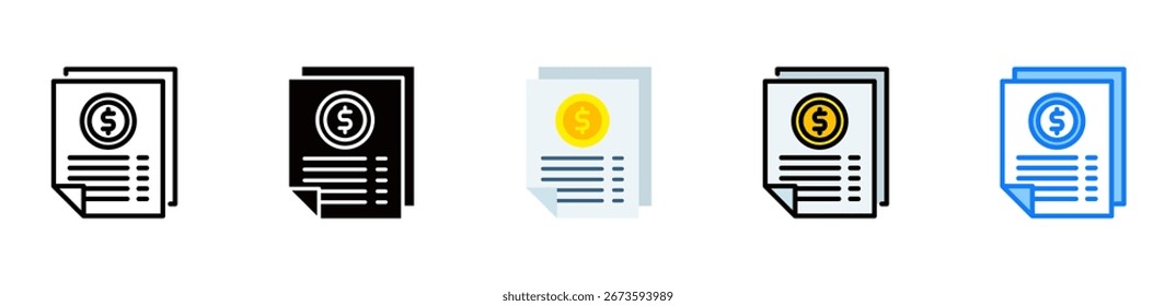 Invoice Icon Multiple Style Vector Illustration