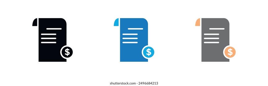 Invoice icon outline collection or set in black and white