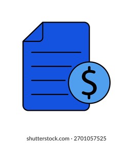 Invoice icon outline editable stroke line drawing eps.