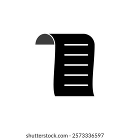 invoice icon, paper receipt, simple flat style, pictogram logo sign symbol vector illustration, isolated on white for mobile app