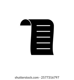 invoice icon, paper receipt, simple flat style, pictogram logo sign symbol vector illustration, isolated on white for mobile app