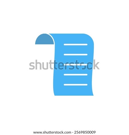 invoice icon, paper receipt, simple flat style, pictogram logo sign symbol vector illustration, isolated on white for mobile app