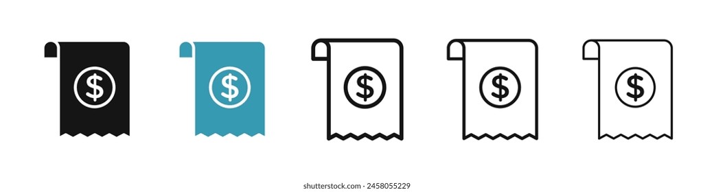 Invoice Icon. Pay Tax Receipt Vector Icon, Order Total Bill Paper Pictogram, Payroll Document Vector Icon for UI Designs.