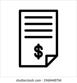 Invoice icon. Payment and bill invoice. Order symbol concept. Tax sign design. Paper bank document icon on white background. color editable