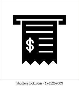 Rechnungssymbol. Zahlung und Rechnung. Bestellsymbol-Konzept. Steuerzeichen-Design. Papierbank-Dokument Symbol auf weißem Hintergrund. farbeditierbar