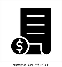 Invoice icon. Payment and bill invoice. Order symbol concept. Tax sign design. Paper bank document icon on white background. color editable