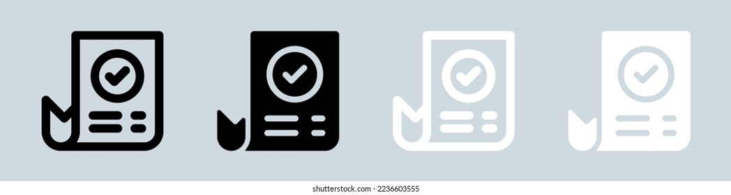 Invoice icon set in black and white. Receipt signs vector illustration.