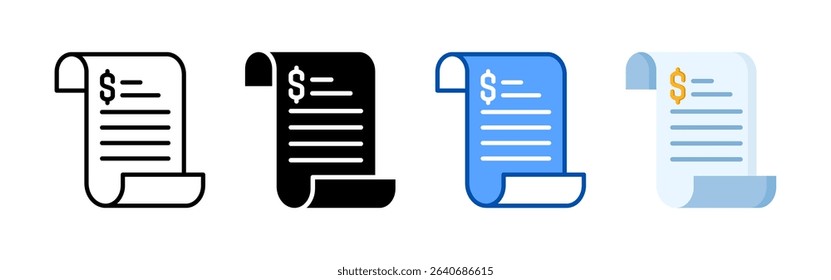 Invoice icon set bundle. Multi style icon collection perfect for websites, apps, and presentations. Simple vector icon collection