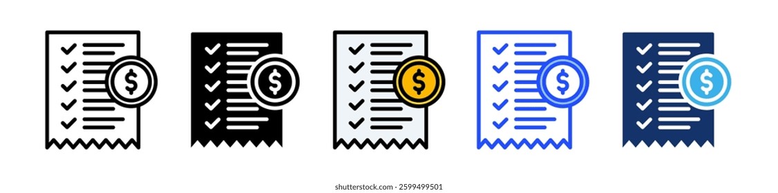 Invoice Icon Set With Multiple Style Collection
