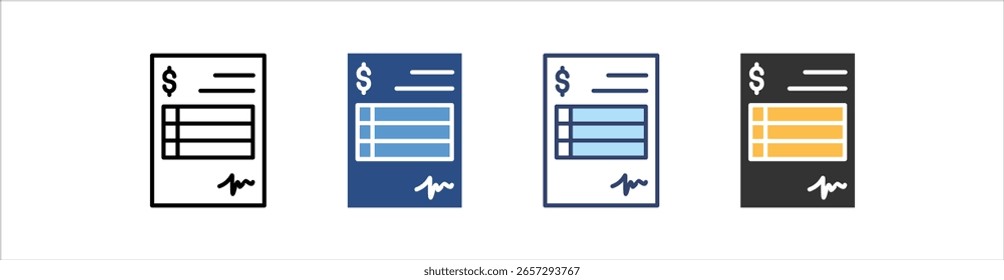 Invoice Icon Set Multiple Style Collection