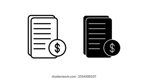 Invoice Icon set. Symbol isolated white background. vector illustration. color editable.