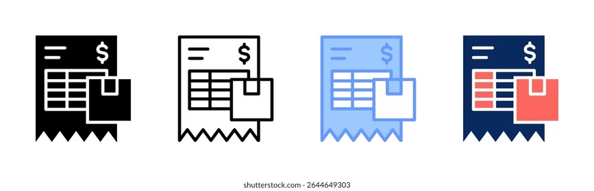 Invoice icon sheet multiple style collection