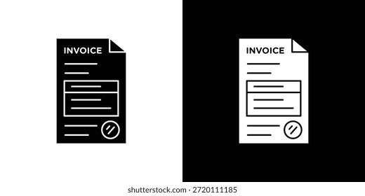 Icono de Factura ilustraciones gráficas planas simples. Vector de silueta blanco y negro