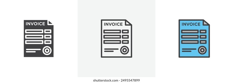 Invoice icon symbol collection on white background.