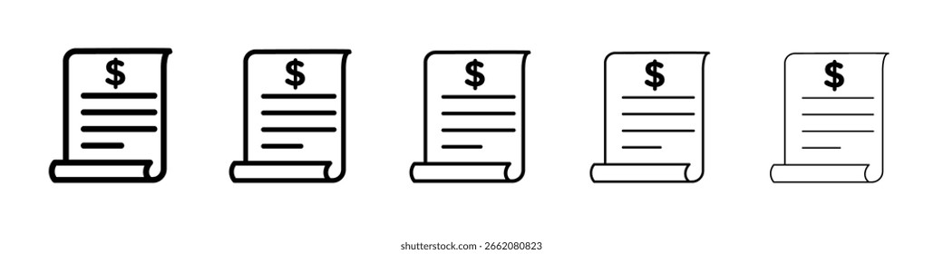 Icono de Factura Concepto de símbolo para Diseño web. icono de Vector de línea simple. ilustración de logotipo.