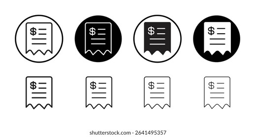 Invoice icon Thin line illustration set vector
