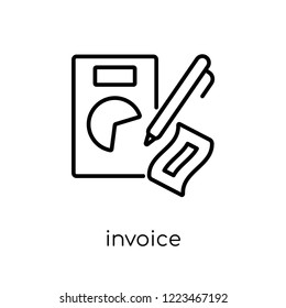 Invoice icon. Trendy modern flat linear vector Invoice icon on white background from thin line Cryptocurrency economy and finance collection, editable outline stroke vector illustration