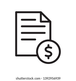 Invoice icon in trendy outline style design. Vector graphic illustration. Bill symbol for website design, logo, app, and ui. Editable vector stroke.Pixel perfect. EPS 10.