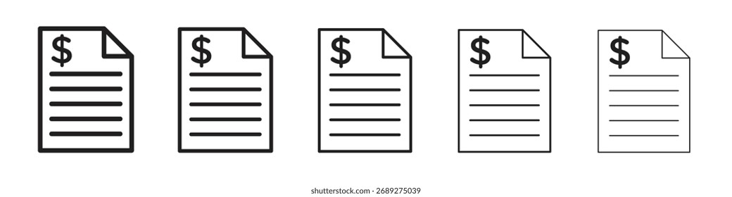 Invoice icon vector Art line Illustrations collection