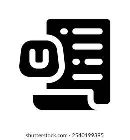 ícone da fatura. ícone de glifo vetorial para o design do site, do celular, da apresentação e do logotipo.