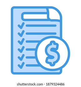 Invoice icon vector illustration in blue style for any projects, use for website mobile app presentation