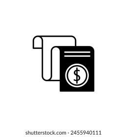 Invoice icon vector illustration. Document with symbol dollar icon on isolated background. Receipt sign concept.