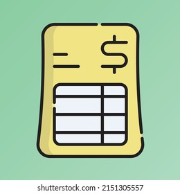 Invoice Icon Vector Illustration. Flat Outline Cartoon. Shopping and Ecommerce Icon Concept Isolated Premium Vector