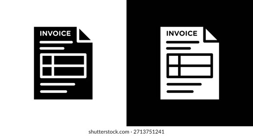 Icono de Factura. Ilustración vectorial. Silueta en color negro