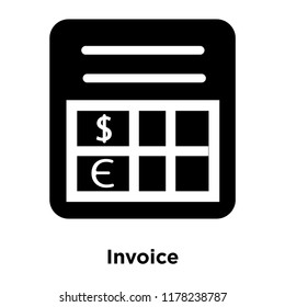 Invoice icon vector isolated on white background, logo concept of Invoice sign on transparent background, filled black symbol