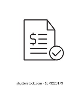 invoice icon vector line style. struck icon outline design. isolated on white background
