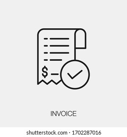 invoice icon vector. Linear style sign for mobile concept and web design. bill symbol illustration. Pixel vector graphics - Vector.