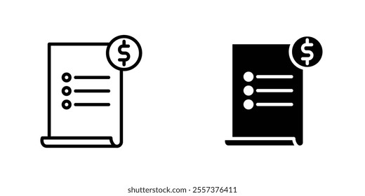 Invoice Icon vector. liner and flat style icons set.