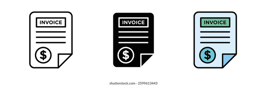 Invoice icon vector, Shopping receipt icon Payment and bill invoice, Bill receipt icon, Payment method related icons isolated on white background