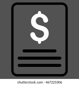 Invoice icon. Vector style is bicolor flat iconic symbol with rounded angles, black and white colors, gray background.
