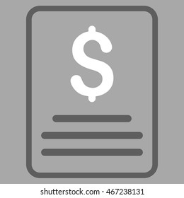 Invoice icon. Vector style is bicolor flat iconic symbol with rounded angles, dark gray and white colors, silver background.