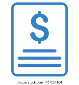 Invoice icon. Vector style is flat iconic symbol with rounded angles, cobalt color, white background.