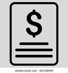 Invoice icon. Vector style is flat iconic symbol with rounded angles, black color, light gray background.