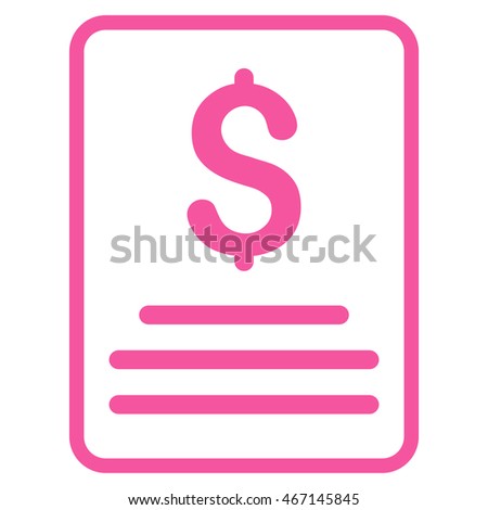 Invoice icon. Vector style is flat iconic symbol with rounded angles, pink color, white background.
