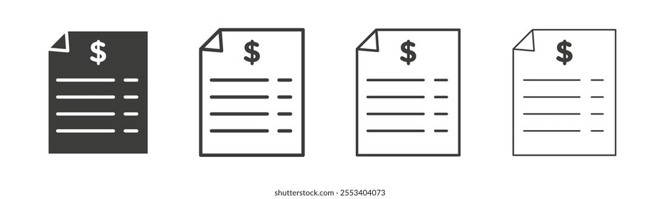 Invoice icons collection. vector set in black color